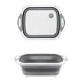 0098b (Brown Box) Foldable Chopping Board Dish Rack Washing Bowl  Draining Basket 3in1 Multi-function